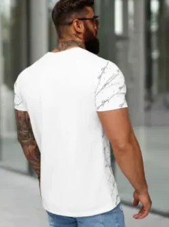 T-shirt męski slim fit biały O/QQ1323^Ozonee Online