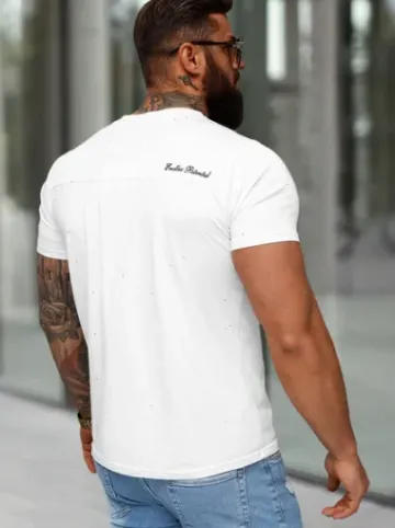 T-shirt męski slim fit biały O/QQ1387^Ozonee Hot
