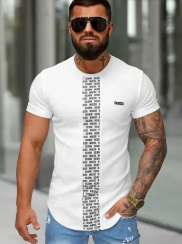 T-shirt męski slim-fit biały O/B1211^Ozonee Clearance