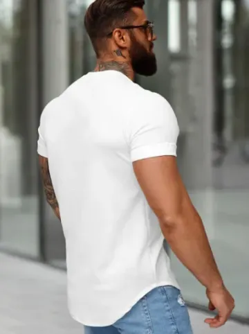 T-shirt męski slim-fit biały O/B1211^Ozonee Clearance