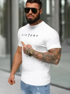 T-shirt męski slim fit biały NB/MT3138^Ozonee New