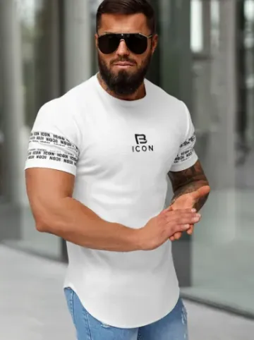 T-shirt męski slim-fit biały O/B1213^Ozonee Clearance