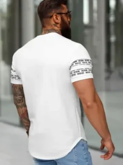 T-shirt męski slim-fit biały O/B1213^Ozonee Clearance