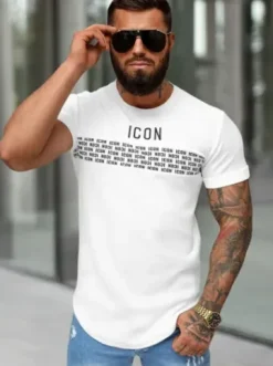 T-shirt męski slim-fit biały O/B1215^Ozonee Online