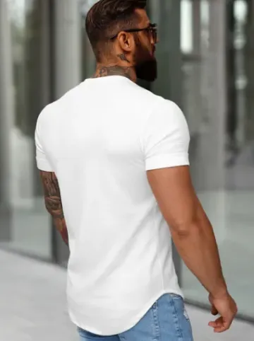 T-shirt męski slim-fit biały O/B1215^Ozonee Online