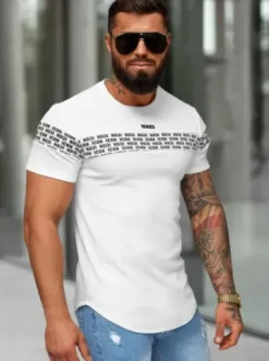 T-shirt męski slim-fit biały O/B1216^Ozonee Hot