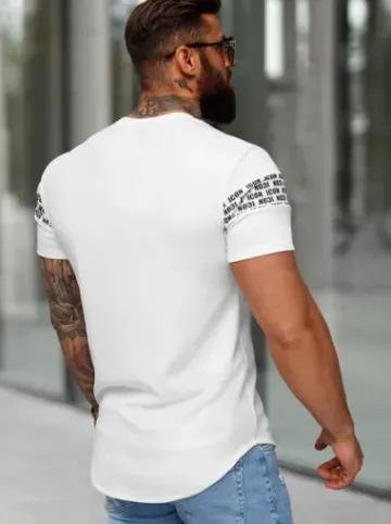 T-shirt męski slim-fit biały O/B1216^Ozonee Hot