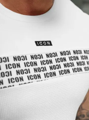 T-shirt męski slim-fit biały O/B1216^Ozonee Hot