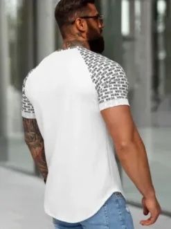 T-shirt męski slim-fit biały O/B1212^Ozonee Hot