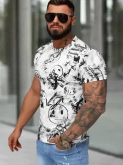 T-shirt męski slim fit biały JS/8T1733/1^Ozonee Fashion