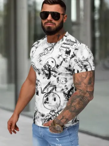 T-shirt męski slim fit biały JS/8T1733/1^Ozonee Fashion