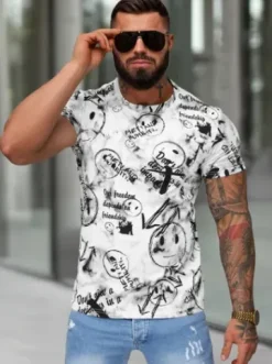T-shirt męski slim fit biały JS/8T1733/1^Ozonee Fashion