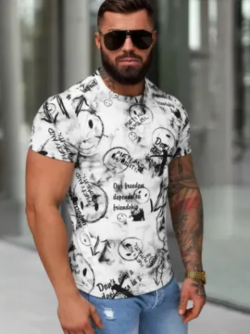 T-shirt męski slim fit biały JS/8T1733/1^Ozonee Fashion