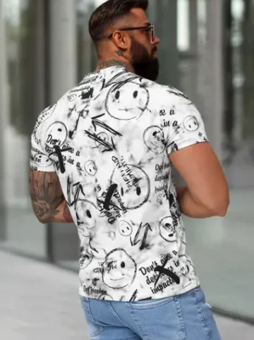 T-shirt męski slim fit biały JS/8T1733/1^Ozonee Fashion