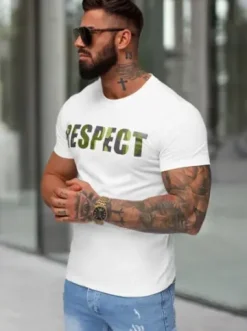 T-shirt męski slim fit biały JS/8B1393/1^Ozonee New