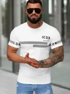 T-shirt męski slim fit biały JS/8B1701/1^Ozonee Sale