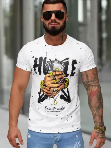 T-shirt męski slim fit biały JS/8B1389/1^Ozonee Online