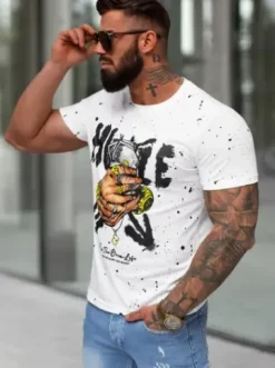 T-shirt męski slim fit biały JS/8B1389/1^Ozonee Online