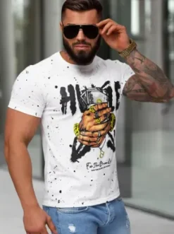 T-shirt męski slim fit biały JS/8B1389/1^Ozonee Online