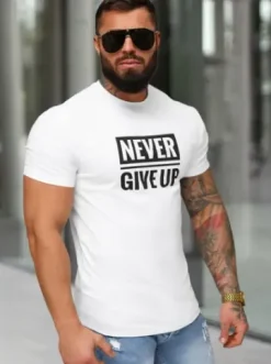T-shirt męski slim fit biały NB/MT3133^Ozonee Hot