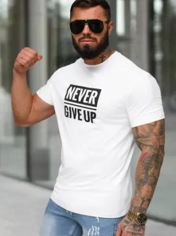 T-shirt męski slim fit biały NB/MT3133^Ozonee Hot