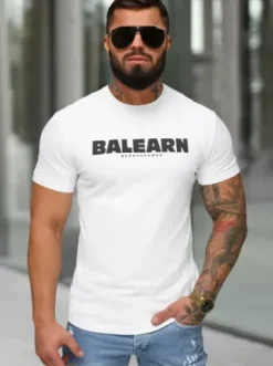 T-shirt męski slim fit biały NB/MT3135^Ozonee Outlet