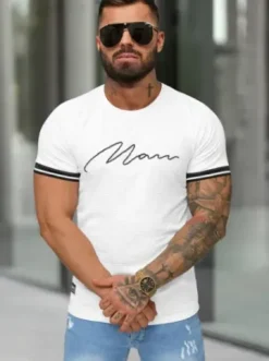 T-shirt męski slim fit biały O/QS11628^Ozonee New