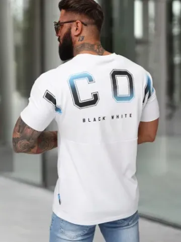 T-shirt męski slim fit biały O/QQ1297^Ozonee Sale
