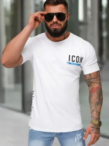 T-shirt męski slim fit biały O/QQ1297^Ozonee Sale