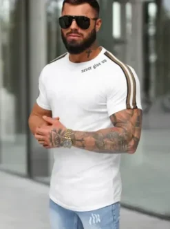 T-shirt męski slim fit biały O/QS11621^Ozonee Sale