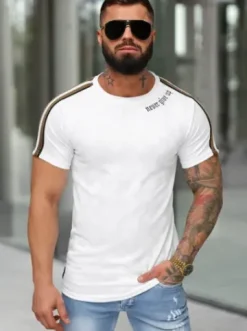T-shirt męski slim fit biały O/QS11621^Ozonee Sale