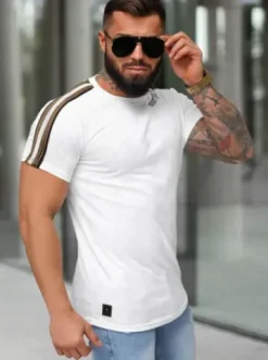 T-shirt męski slim fit biały O/QS11621^Ozonee Sale