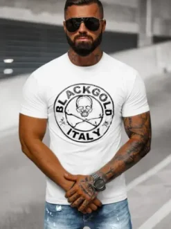 T-shirt męski slim fit biały NB/MT3074^Ozonee New
