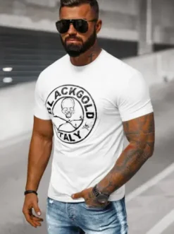 T-shirt męski slim fit biały NB/MT3074^Ozonee New