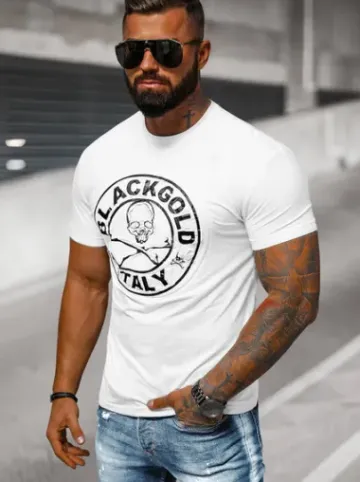 T-shirt męski slim fit biały NB/MT3074^Ozonee New