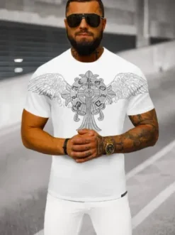 T-shirt męski slim fit biały NB/MT3037Z^Ozonee Hot