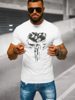 T-shirt męski slim fit biały NB/MT3045Z^Ozonee Online