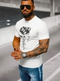 T-shirt męski slim fit biały NB/MT3045Z^Ozonee Online
