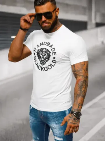 T-shirt męski slim fit biały NB/MT3019Z^Ozonee Online