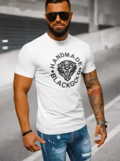 T-shirt męski slim fit biały NB/MT3019Z^Ozonee Online