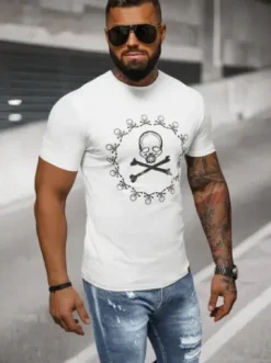 T-shirt męski slim fit biały NB/MT3068^Ozonee Clearance