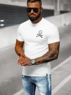 T-shirt męski slim fit biały NB/MT3066^Ozonee New
