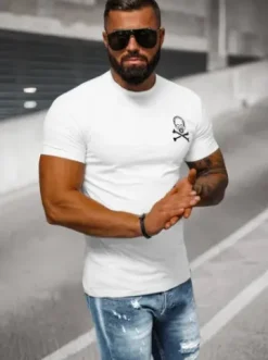 T-shirt męski slim fit biały NB/MT3066^Ozonee New