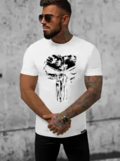 T-shirt męski slim fit biały NB/MT3045^Ozonee Clearance