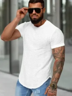 T-shirt męski slim-fit biały O/B1147^Ozonee Online