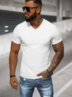 T-shirt męski slim fit biały NB/MT3099^Ozonee Outlet