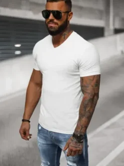T-shirt męski slim fit biały NB/MT3099^Ozonee Outlet