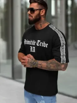 T-shirt męski slim fit czarny JS/8B1380/3^Ozonee Outlet
