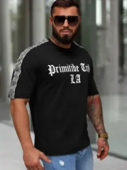 T-shirt męski slim fit czarny JS/8B1380/3^Ozonee Outlet