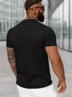 T-shirt męski slim fit czarny O/QQ1388^Ozonee Sale